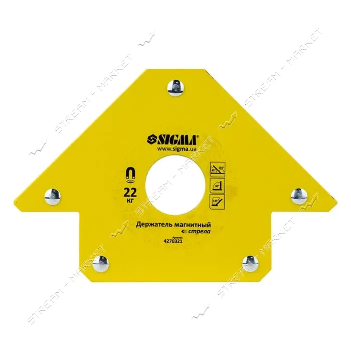 Держатель магнитный Sigma 4270321 стрела 22кг 90х90мм 45 90 135