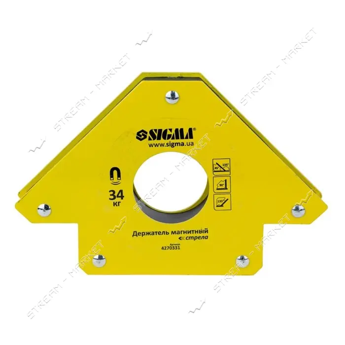 Держатель магнитный Sigma 4270331 стрела 34кг 110х110мм 45 90 135