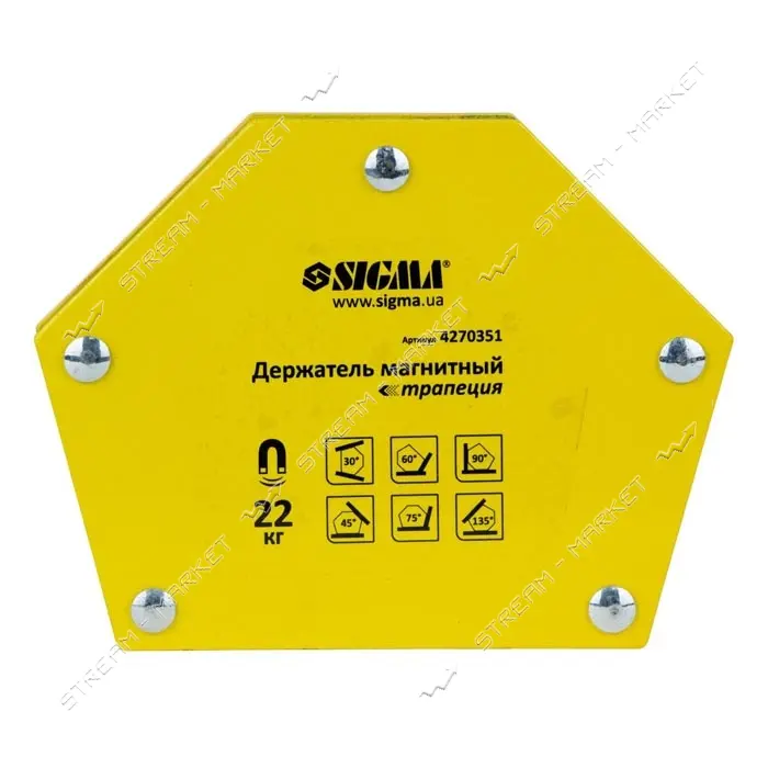 Держатель магнитный Sigma 4270351 трапеция 22кг 90х54х54х43мм 30 45 60 90 75 135                    