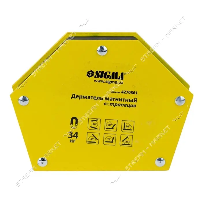 Держатель магнитный Sigma 4270361 трапеция 34кг 105х65х65х45мм 30 45 60 90 75 135                   