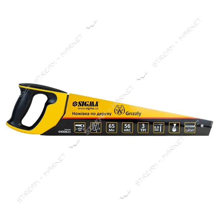 Ножовка по дереву Sigma 4400821 450мм 3TPI Grizzly