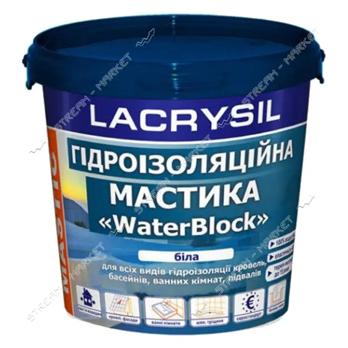 Мастика гидроизоляционная акриловая Lacrysil суперэластичная 3кг белая