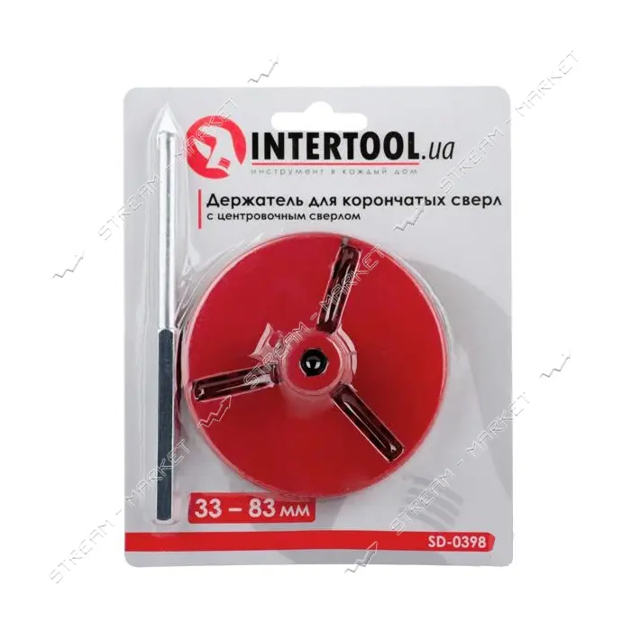 Держатель для корончатых сверл Intertool SD-0398 83мм с центровочным сверлом                        