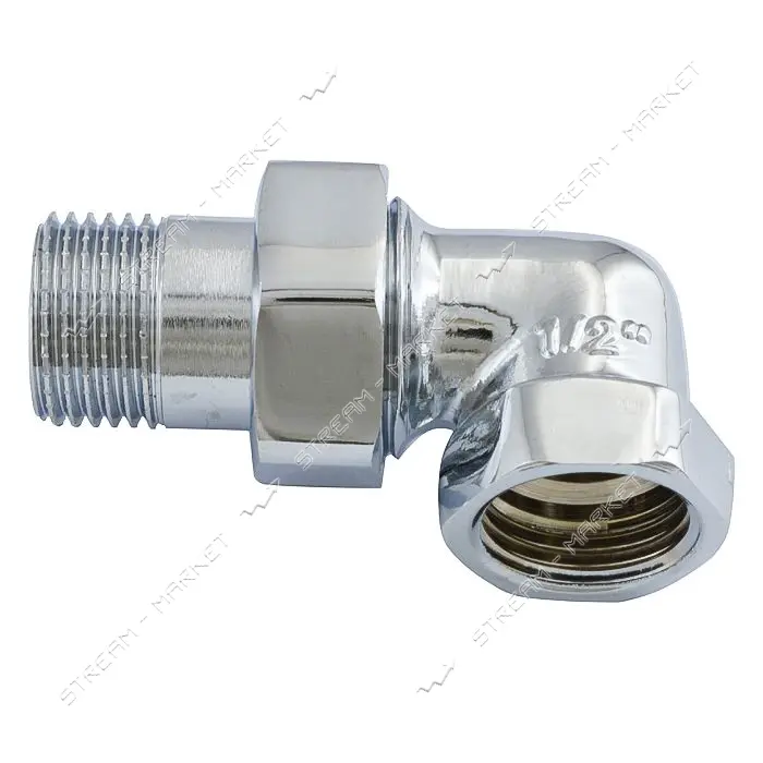 Сгон американка латунная Koer KR.342.CHR-1/2" угловая хром                                          