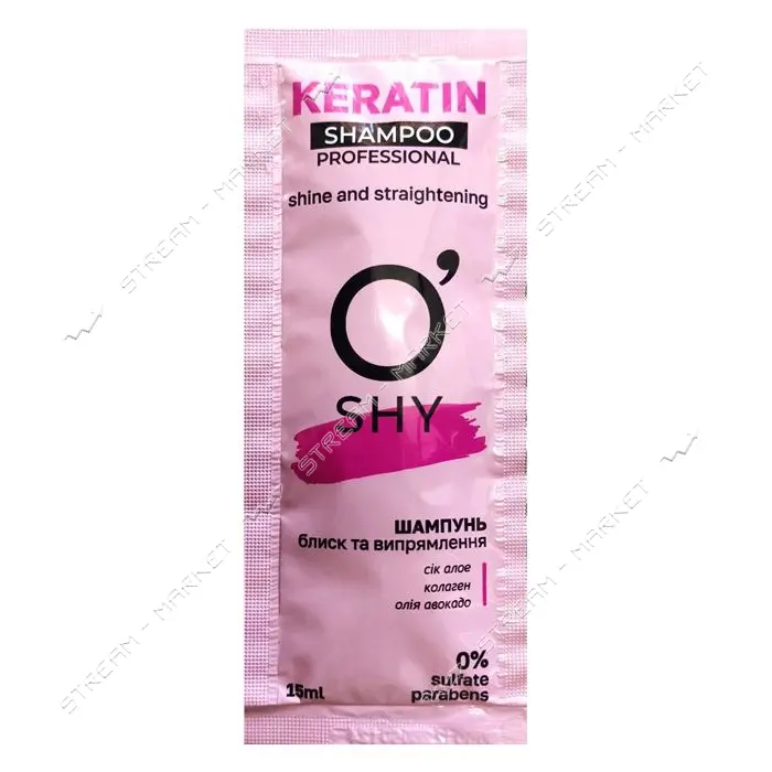 Шампунь для волос Oshy Professional Keratin Блеск и выпрямление 15мл                                