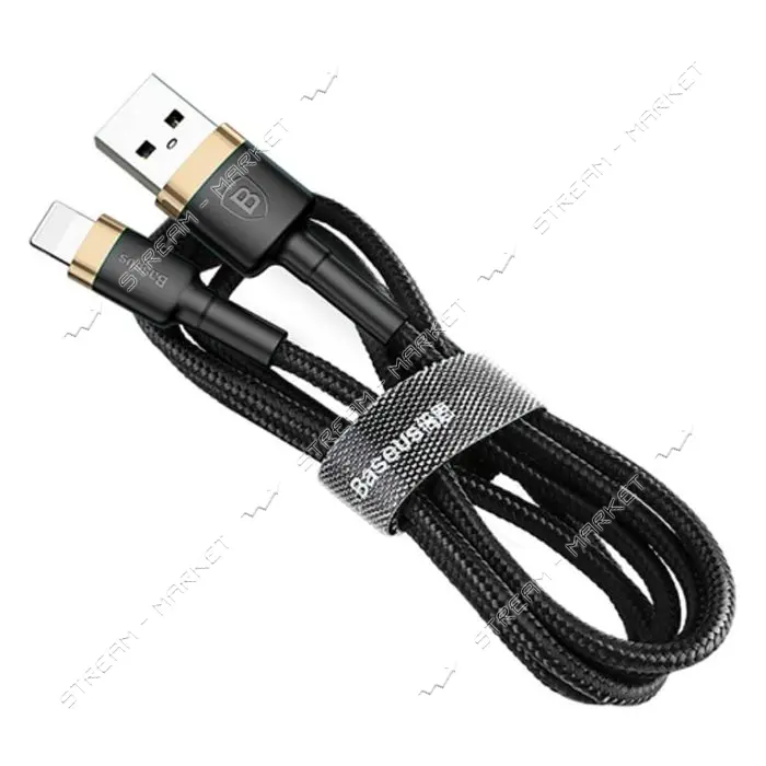 Кабель Baseus cafule Cable USB For lightning 2.4A 1м черно-золотой