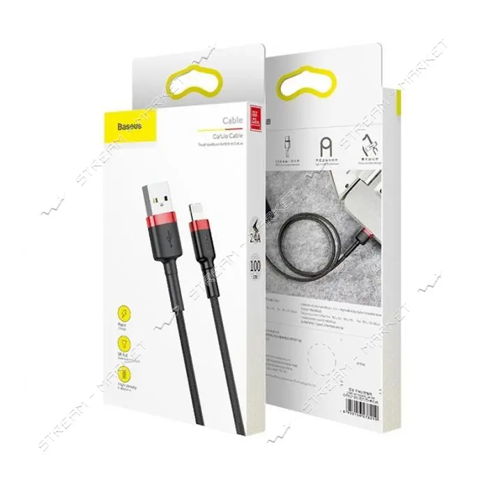 Кабель Baseus cafule Cable USB For lightning 2.4A 1м красно-черный