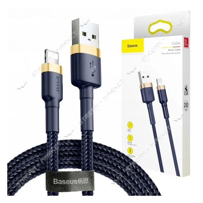 Кабель Baseus cafule Cable USB Lightning 1.5A 2м сине-золотой                                       