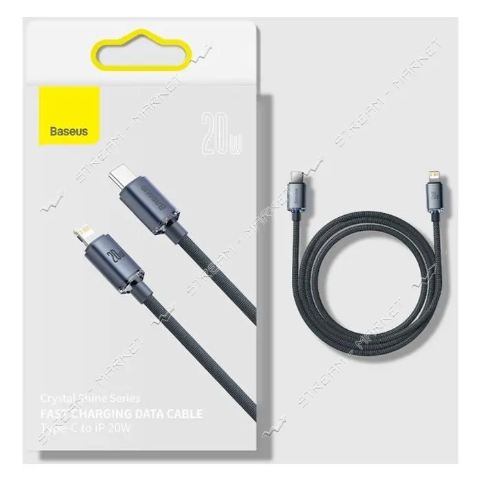 Кабель Baseus Crystal Shine Series Fast Charging Data Cable Type-C to Lightning 20W 1.2м черный     