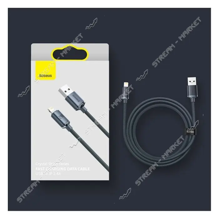 Кабель Baseus Crystal Shine Series Fast Charging Data Cable USB to Lightning 2.4A 1.2м черный