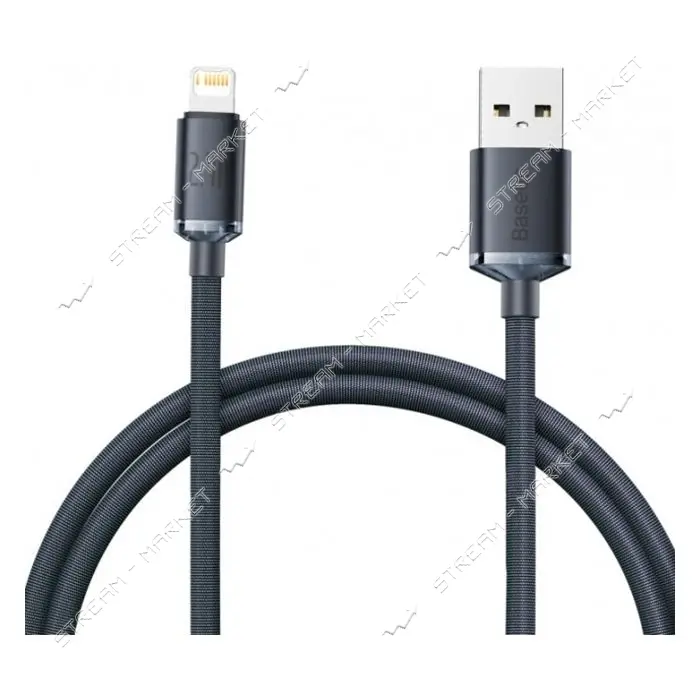 Кабель Baseus Crystal Shine Series Fast Charging Data Cable USB to Lightning 2.4A 1.2м черный
