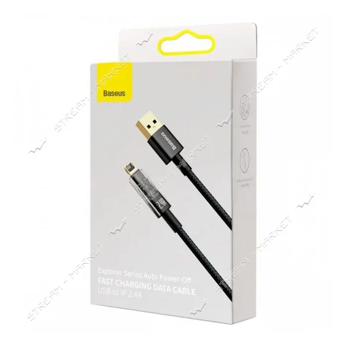Кабель Baseus Explorer Series Auto Power-Off USB to Lightning 2.4A 1м черный