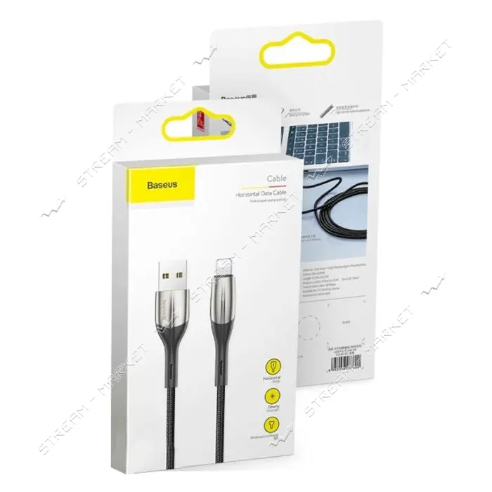 Кабель Baseus Horizontal Data Cable USB Lightning 2.4A 1м черный