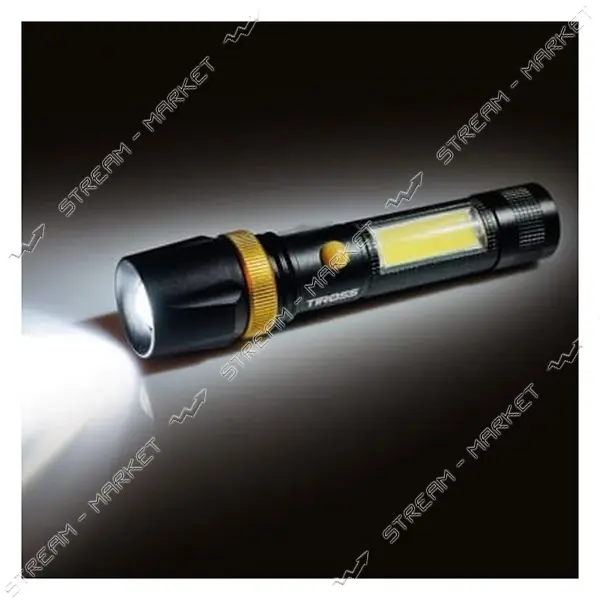 Фонарь Tiross TS-1886 ручной аккумуляторный Li-ion 18650 3.7V 2000mAh XML-T6 плюс 3W COB