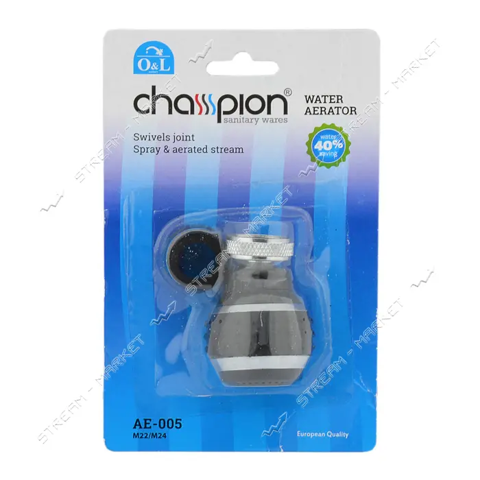 Аэратор поворотный Champion AE-005 М22/М24 латунь блистер                                           