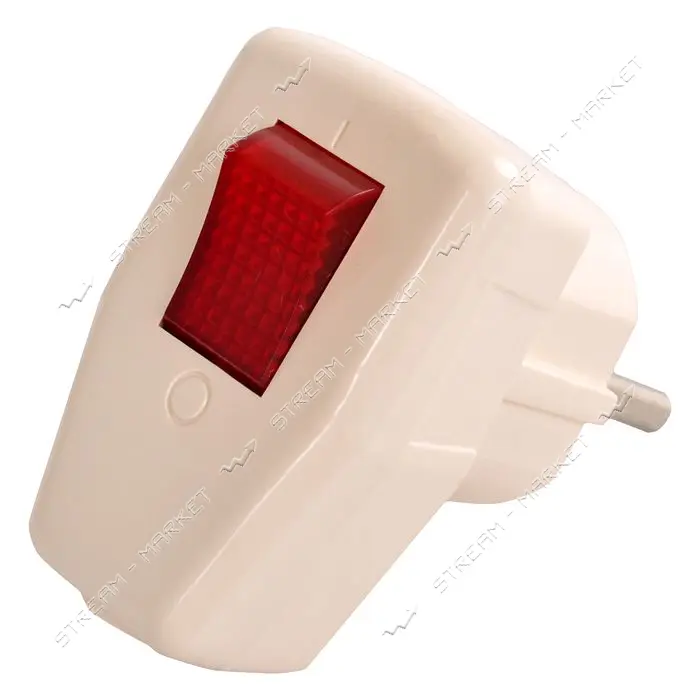 Вилка штепсельная SVT Electric SVT-7352 с заземлением и выключателем 10/16А 250V белая