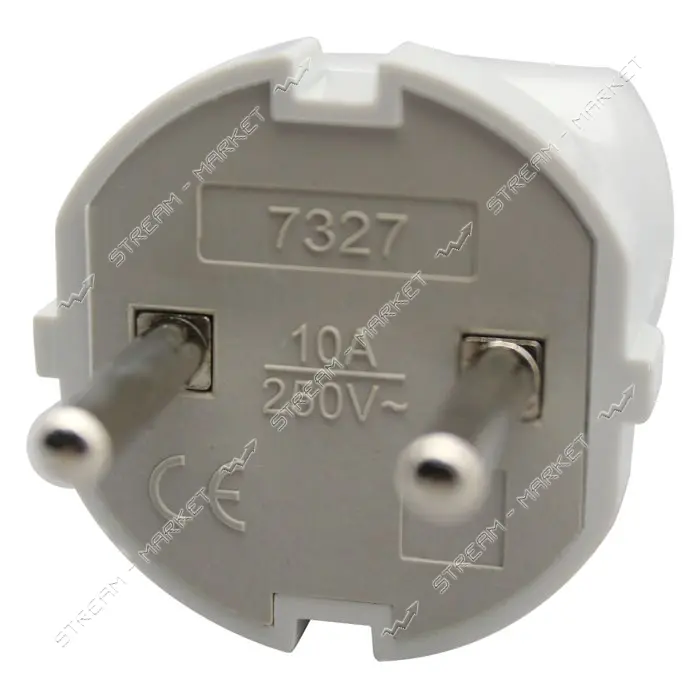 Вилка прямая SVT Electric SVT-7327 без заземления 10/16А 250V белая                                 