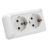 Розетка двойная SVT Electric SVT-1812 с заземлением внешняя серия белая                             