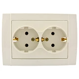 Розетка двойная SVT Electric SVT-2512 с заземлением внутренняя серия белая                          