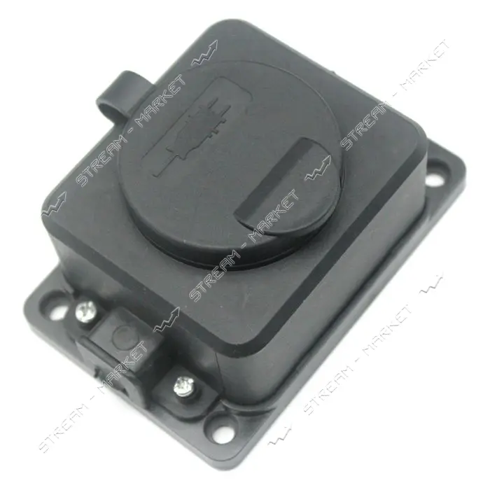 Колодка SVT Electric SVT-5701 1 гнездо с заземлением и крышкой каучук черная