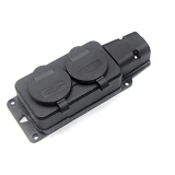 Колодка SVT Electric SVT-5702 2 гнезда с заземлением и крышкой каучук черная                        