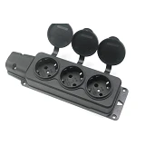 Колодка SVT Electric SVT-5703 3 гнезда с заземлением и крышкой каучук черная