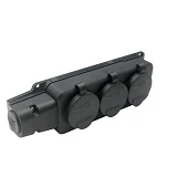 Колодка SVT Electric SVT-5703 3 гнезда с заземлением и крышкой каучук черная