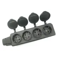 Колодка SVT Electric SVT-5704 4 гнезда с заземлением и крышкой каучук черная                        