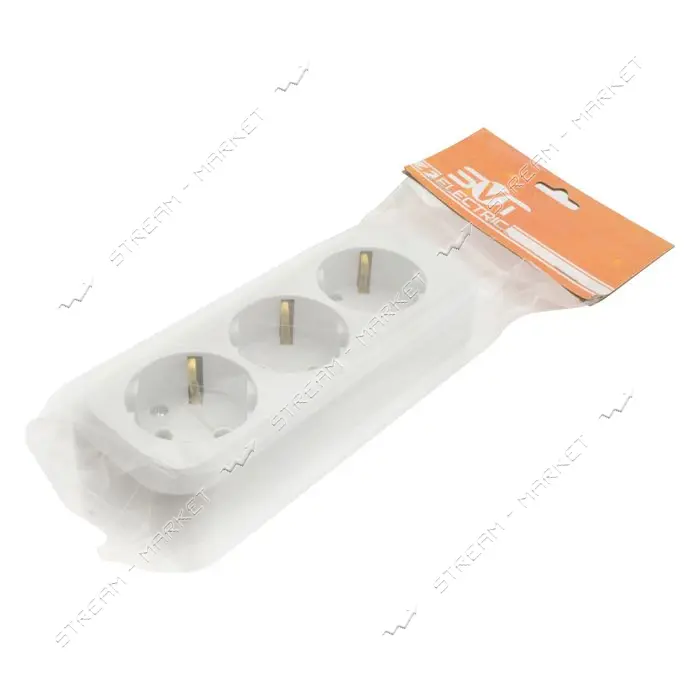 Колодка SVT Electric SVT-5813 3 гнезда с заземлением белая