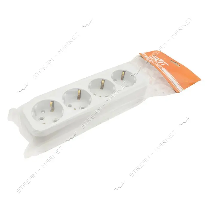Колодка SVT Electric SVT-5814 4 гнезда с заземлением белая