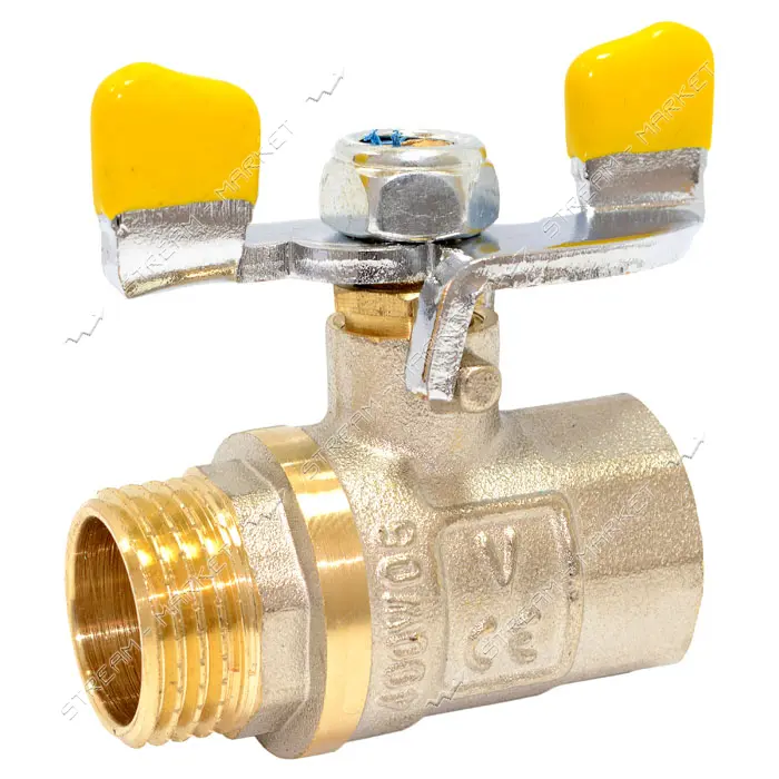 Кран шаровый 1/2" В/Н с ручкой бабочкой газ железный шар                                            