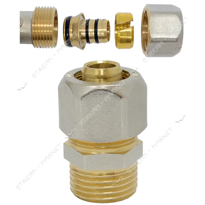 Муфта для металлопластиковых труб Gross 20х3/4"Н разборная                                          