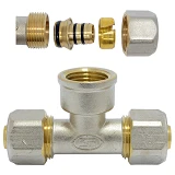Тройник для металлопластиковых труб Gross 16х1/2"Вх16 разборной                                     