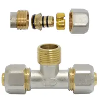 Тройник для металлопластиковых труб Gross 20х1/2"Нх20 разборной                                     