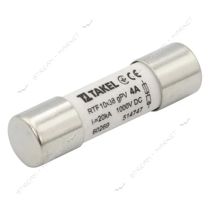 Плавкий предохранитель Takel RTF 10х38 4А 1000V DC                                                  