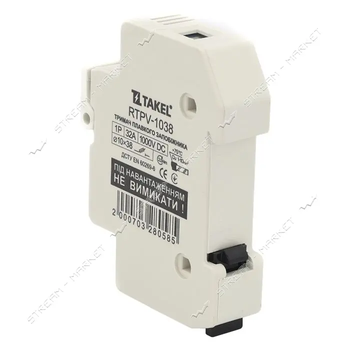 Держатель для плавкого предохранителя Takel RTPV-1038 10x38 1P 32A 1000V                            