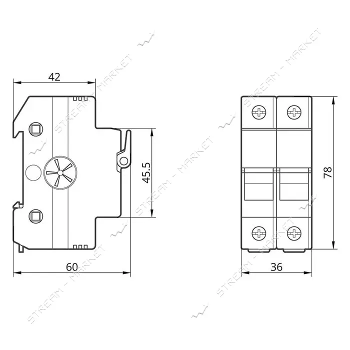 Держатель для плавкого предохранителя Takel RTPV-1038 10x38 2P 32A 1000V