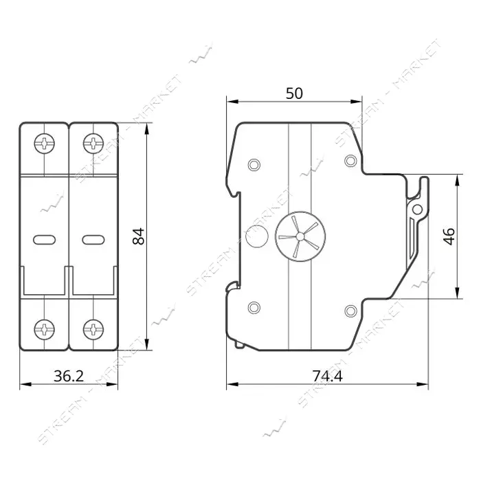 Держатель для плавкого предохранителя Takel RTPV-32H 10x38 2P 32A 1000V                             