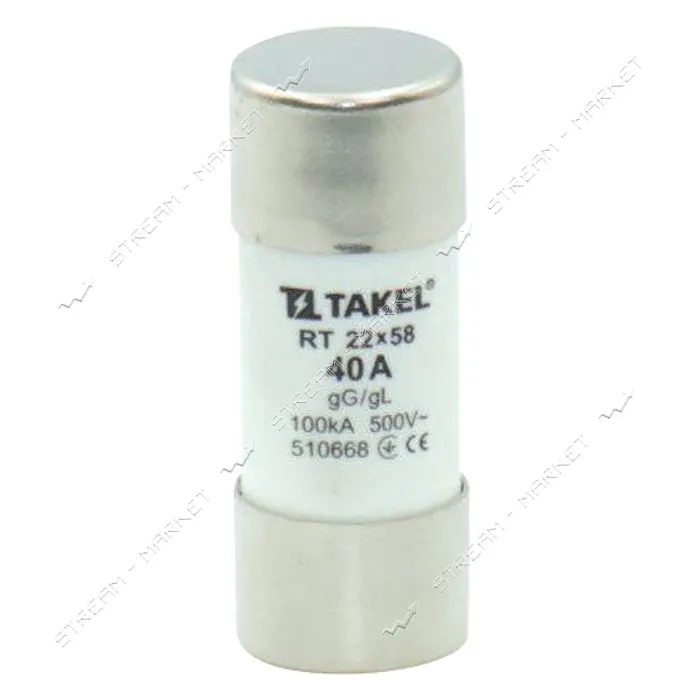 Плавкий предохранитель Takel RT 22х58 40А                                                           