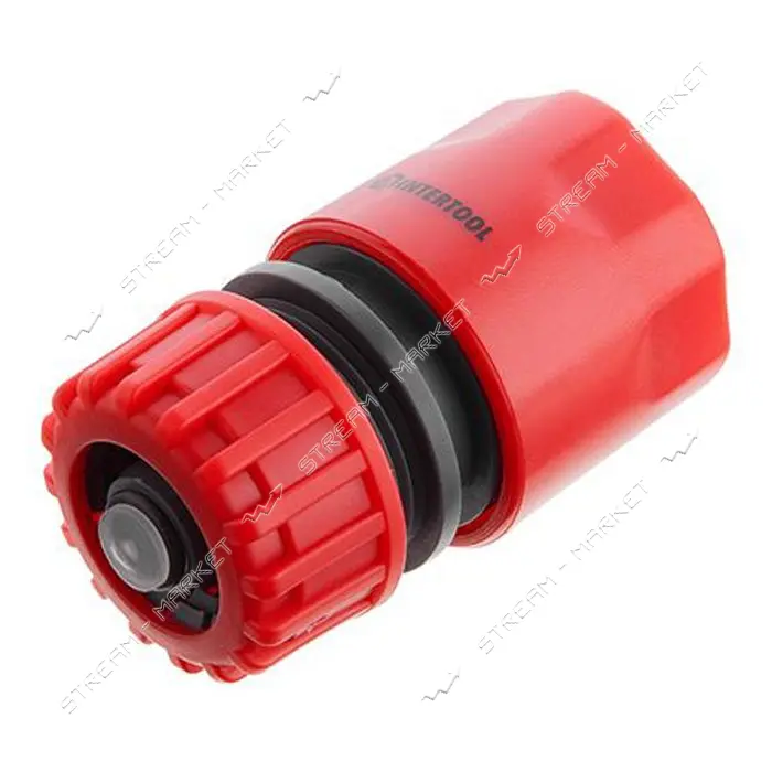Коннектор Intertool GE-1019 1/2" с аквастопом для шланга 1/2"                                       