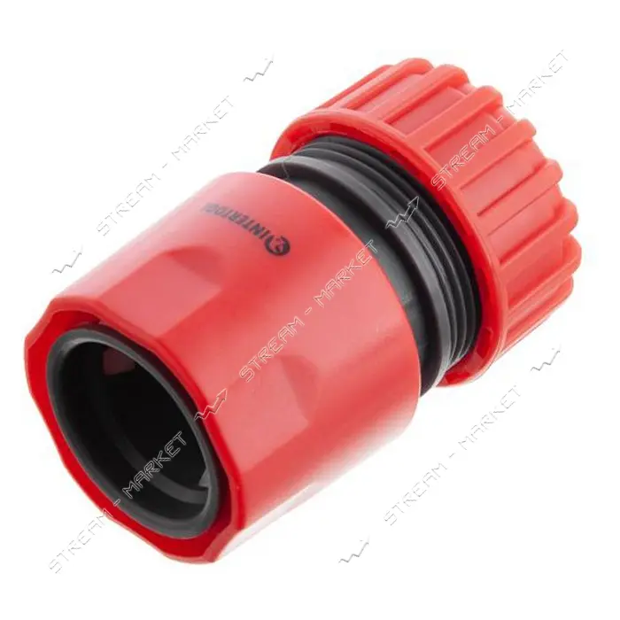 Коннектор Intertool GE-1021 3/4" с аквастопом для шланга 3/4"                                       