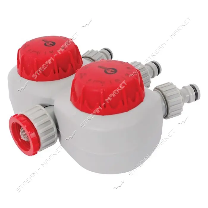 Таймер подачи воды Intertool GE-2012 для полива 2-х канальный автоматический с фильтром и 3 адаптера