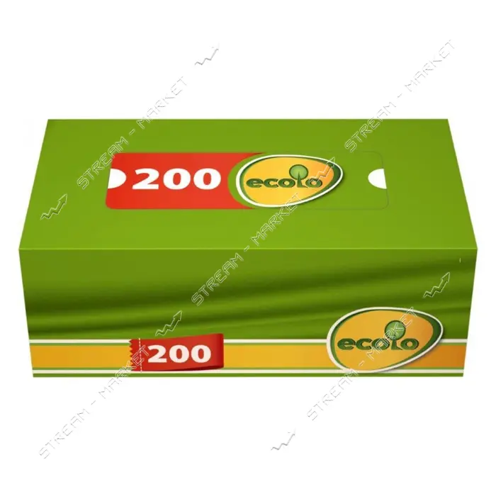 Салфетки косметические Ecolo пенал 200шт                                                            