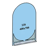 Дзеркало 400x700мм 1 полиця дзеркало 220