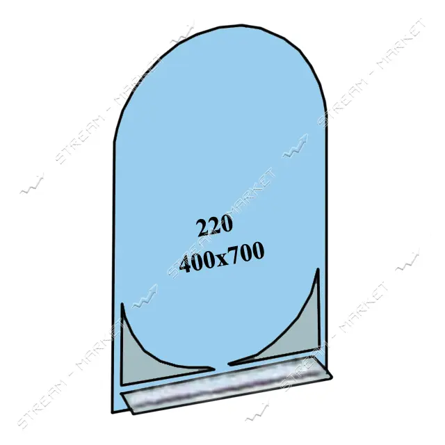 Дзеркало 400x700мм 1 полиця дзеркало 220