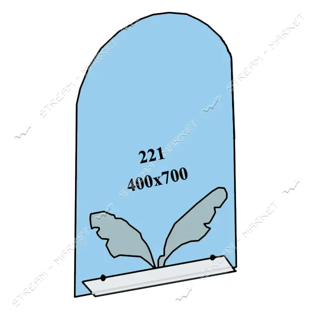 Зеркало 400x700мм 1 полка зеркало 221