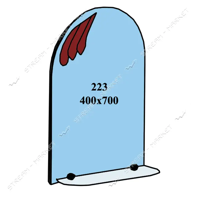 Зеркало 400x700мм 1 полка зеркало 223                                                               