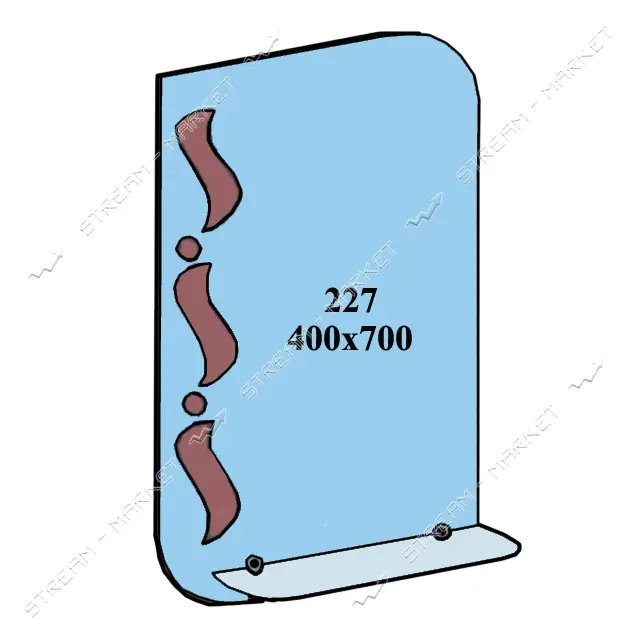 Зеркало 400x700мм 1 полка зеркало 227                                                               