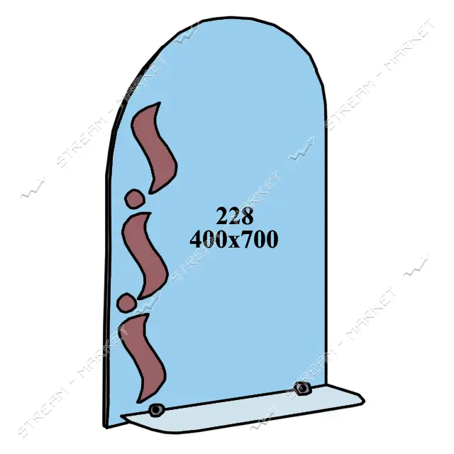 Зеркало 400x700мм 1 полка зеркало 228                                                               