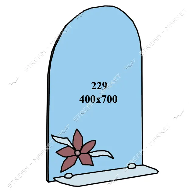 Зеркало 400x700мм 1 полка зеркало 229